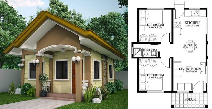 Small house design with 2 bedrooms