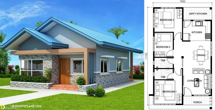 3 bedroom bungalow house design