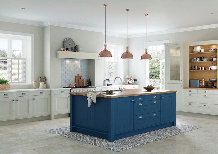 Blue and grey kitchen decor