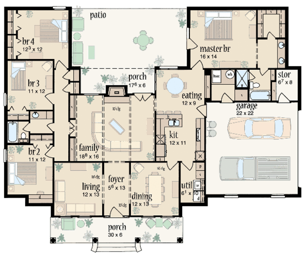 4 bedroom 2 bathroom house design