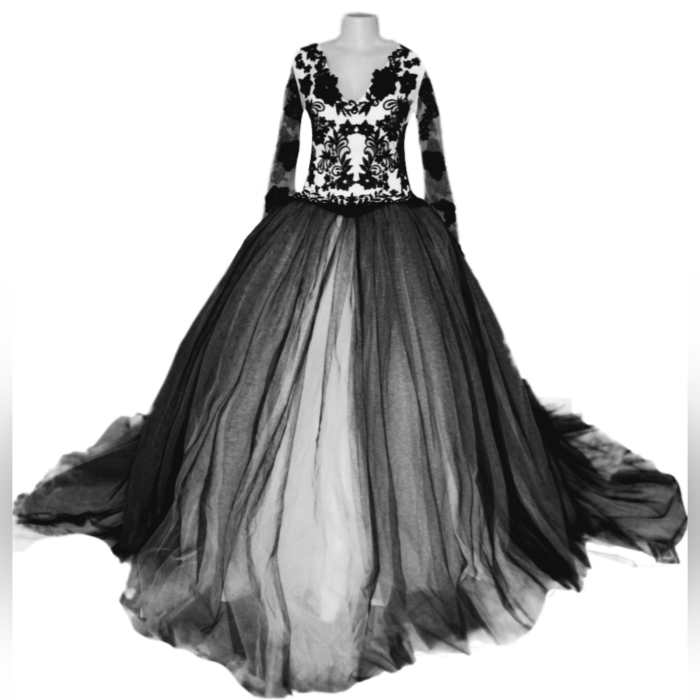 Women's black and white wedding dresses