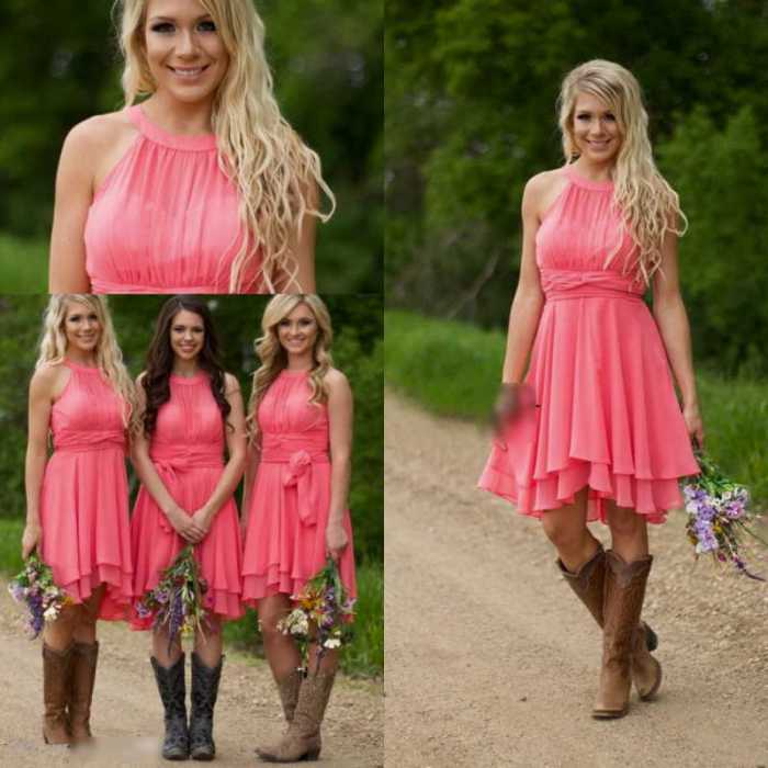 Coral maxi dress for wedding