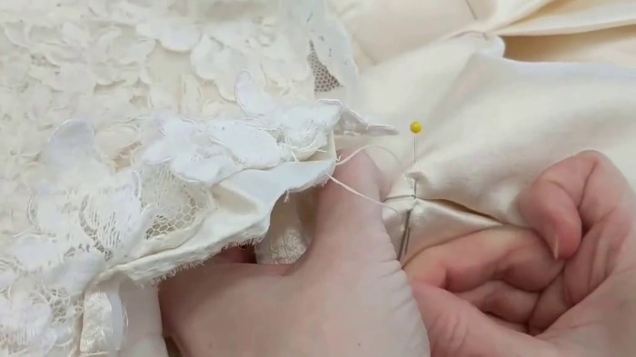 Hemming a wedding dress