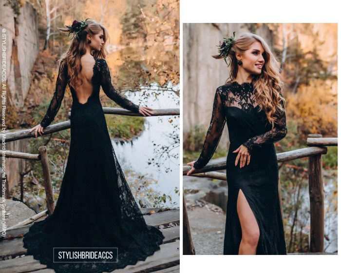 Elegant black wedding dress