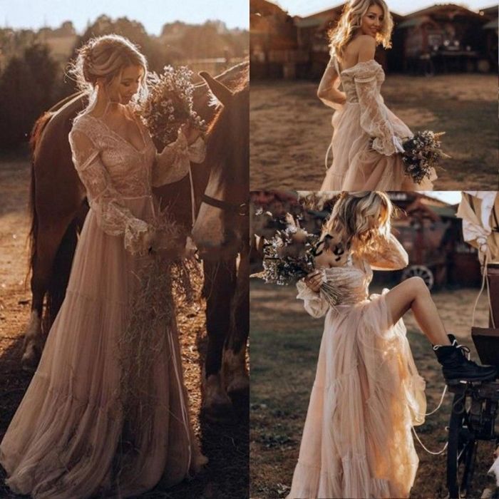 Country style cowgirl country wedding dresses